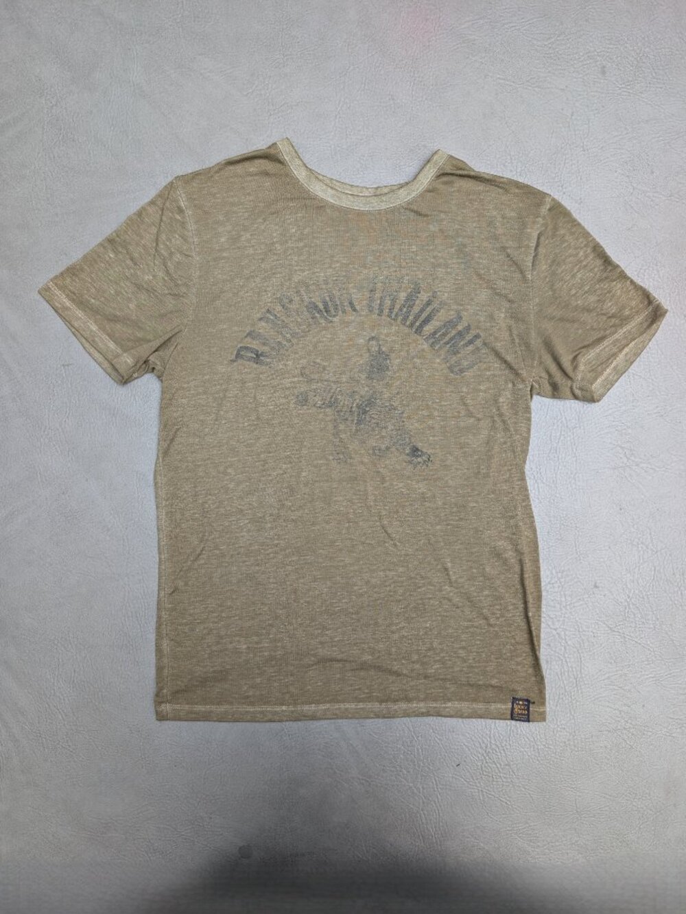 Lucky Brand Venice Burnout Bangkok Thailand Graphic Tee Olive Small Streetwear